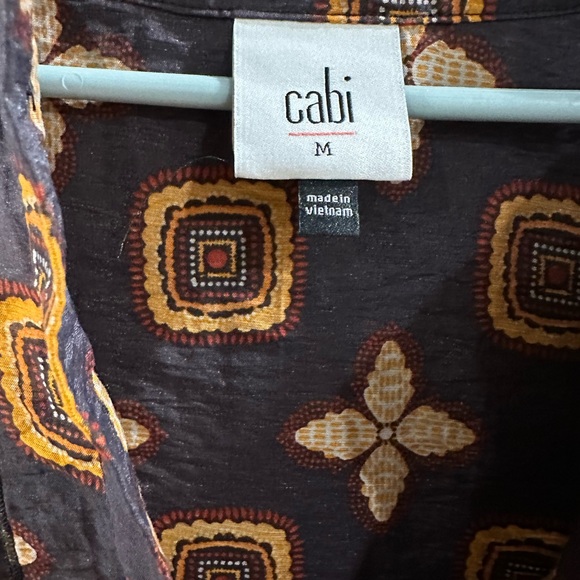 CAbi Louis Sleeveless Top with Navy and Gold Pattern - Picture 7 of 7